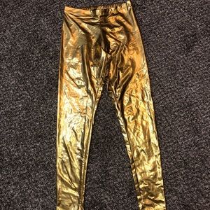 Disco Metallic GOLD Shiny Pants Dance Leggings